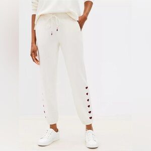 Lou & Grey Women's White Jogger Pants with Heart Accents